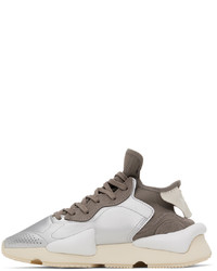 silberne Leder niedrige Sneakers von Y-3