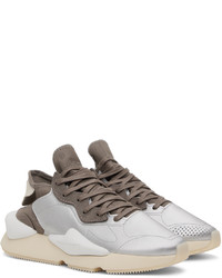 silberne Leder niedrige Sneakers von Y-3