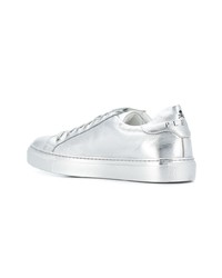 silberne Leder niedrige Sneakers von Philipp Plein