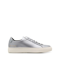 silberne Leder niedrige Sneakers von Common Projects