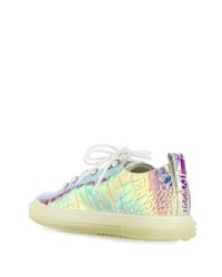 silberne Leder niedrige Sneakers von Giuseppe Zanotti