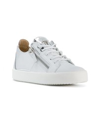 silberne Leder niedrige Sneakers von Giuseppe Zanotti Design