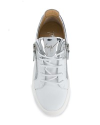 silberne Leder niedrige Sneakers von Giuseppe Zanotti Design