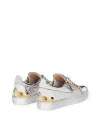 silberne Leder niedrige Sneakers von Giuseppe Zanotti