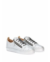 silberne Leder niedrige Sneakers von Giuseppe Zanotti