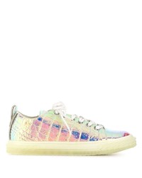 silberne Leder niedrige Sneakers von Giuseppe Zanotti