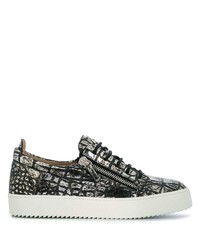 silberne Leder niedrige Sneakers von Giuseppe Zanotti