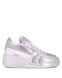 silberne Leder niedrige Sneakers von Giuseppe Zanotti