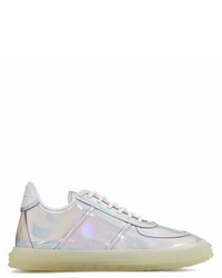 silberne Leder niedrige Sneakers von Giuseppe Zanotti