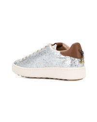 silberne Leder niedrige Sneakers von Coach