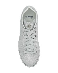 silberne Leder niedrige Sneakers von Moncler