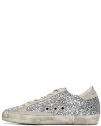 silberne Leder niedrige Sneakers von Golden Goose Deluxe Brand