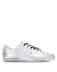 silberne Leder niedrige Sneakers von Golden Goose