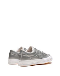 silberne Leder niedrige Sneakers von Converse