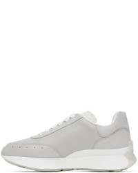 silberne Leder niedrige Sneakers von Alexander McQueen