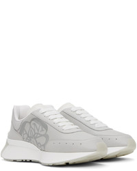 silberne Leder niedrige Sneakers von Alexander McQueen