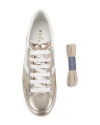 silberne Leder niedrige Sneakers von Hogan