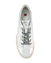 silberne Leder niedrige Sneakers von Högl