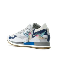 silberne Leder niedrige Sneakers von Philippe Model