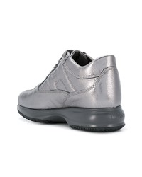 silberne Leder niedrige Sneakers von Hogan