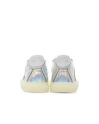 silberne Leder niedrige Sneakers von Giuseppe Zanotti