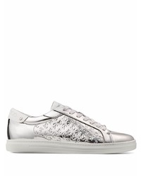 silberne Leder niedrige Sneakers von Jimmy Choo