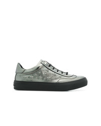 silberne Leder niedrige Sneakers von Jimmy Choo