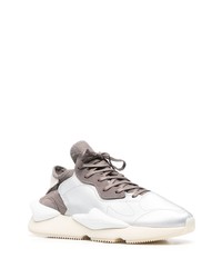 silberne Leder niedrige Sneakers von Y-3