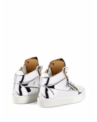 silberne Leder niedrige Sneakers von Giuseppe Zanotti