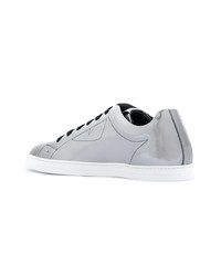 silberne Leder niedrige Sneakers von Fendi