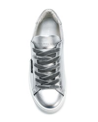 silberne Leder niedrige Sneakers von Philippe Model