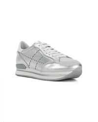 silberne Leder niedrige Sneakers von Hogan