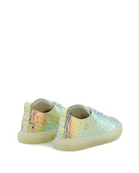 silberne Leder niedrige Sneakers von Giuseppe Zanotti