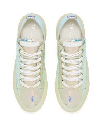 silberne Leder niedrige Sneakers von Giuseppe Zanotti