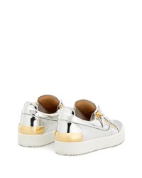 silberne Leder niedrige Sneakers von Giuseppe Zanotti