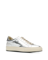 silberne Leder niedrige Sneakers von Common Projects