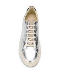 silberne Leder niedrige Sneakers von Common Projects