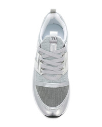 silberne Leder niedrige Sneakers von Ea7 Emporio Armani