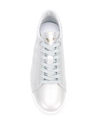 silberne Leder niedrige Sneakers von Ea7 Emporio Armani