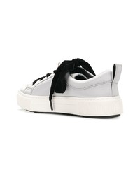 silberne Leder niedrige Sneakers von Karl Lagerfeld