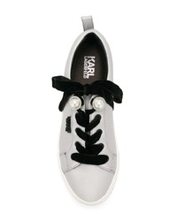 silberne Leder niedrige Sneakers von Karl Lagerfeld