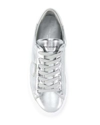 silberne Leder niedrige Sneakers von Philippe Model