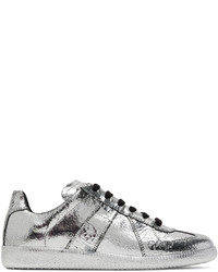 silberne Leder niedrige Sneakers von Maison Margiela