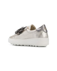 silberne Leder niedrige Sneakers von Philippe Model