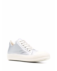 silberne Leder niedrige Sneakers von Rick Owens DRKSHDW