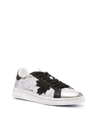 silberne Leder niedrige Sneakers von DSQUARED2