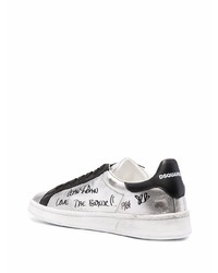 silberne Leder niedrige Sneakers von DSQUARED2