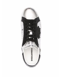 silberne Leder niedrige Sneakers von DSQUARED2