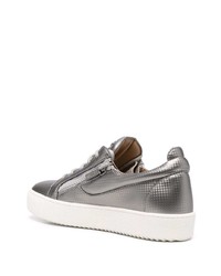 silberne Leder niedrige Sneakers von Giuseppe Zanotti