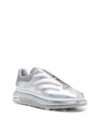 silberne Leder niedrige Sneakers von Alexander McQueen